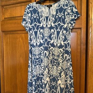 Blue and White Patterned Dress